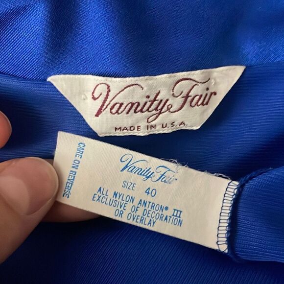 Vanity Fair Vintage House Dress Robe 40 Cobalt Blue - Picture 5 of 14